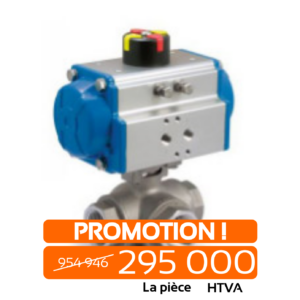 VANNE PNEUMATIQUE DOUBLE EFFET 3 VOIES, 2", norme GAZ, INOX 316 COURANT CONTINU + DISTRIBUTEUR